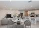 Bright open-concept living area seamlessly blends the living room and modern kitchen, perfect for relaxation and entertaining at 9084 Wildlight Trl, Wildwood, FL 34785