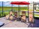 Relaxing screened patio area with lounge chairs and scenic views of the pond and nature at 4149 Paragraph Dr, Kissimmee, FL 34746