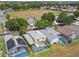 Aerial view of neighborhood homes with private pools and open green spaces in a Gathering-friendly area at 440 Langham Dr, Davenport, FL 33897