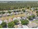 Aerial neighborhood shot showcasing many backyard pools in a suburban community at 440 Langham Dr, Davenport, FL 33897