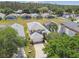 Aerial view of a two story home and the neighborhood's layout with screened-in pools at 440 Langham Dr, Davenport, FL 33897