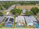 Neighborhood aerial showcasing pools, green spaces, and well-kept residences at 440 Langham Dr, Davenport, FL 33897