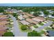 Overhead view of a suburban neighborhood featuring single-story homes, tree-lined streets, and neatly kept lawns at 622 Jamaica Cir, Lakeland, FL 33803