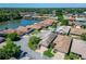Scenic aerial view of a residential community near a tranquil lake, showcasing well-maintained homes and lush greenery at 622 Jamaica Cir, Lakeland, FL 33803
