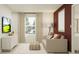 Relaxing living room features a comfortable sofa, modern TV, and a large window with natural light at 1373 Acorn Meadow Loop, Eustis, FL 32726