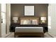 Inviting bedroom featuring a comfortable bed with stylish bedding, and contemporary decor at 4850 Yellow Elder Way, Kissimmee, FL 34758