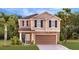 Charming two-story home with landscaped front yard, garage, and inviting entrance in a desirable neighborhood at 5686 Portico Pl, Kissimmee, FL 34758