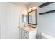 Bathroom with a vanity, mirror, modern lighting, and toilet at 14791 Sw 29Th Avenue Rd, Ocala, FL 34473