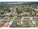 A neighborhood aerial shot showcases the home, the streets, and many mature trees throughout at 5446 Highlands Vista Cir, Lakeland, FL 33812