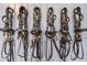Close-up of neatly arranged horse bridles, showcasing the equestrian amenities of the property at 25601 Hutcheson Ln, Sorrento, FL 32776