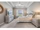 Serene bedroom featuring a tray ceiling, stylish furniture, and a bright, airy feel at 1035 Stoney Creek Dr, Lakeland, FL 33811