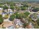 An aerial view displays houses, mature trees, and the layout of the community at 133 Grovepark Dr, Davenport, FL 33837