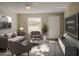 Bright living room with neutral tones, modern furnishings, and a large window with backyard view at 332 W 8Th St, Lakeland, FL 33805