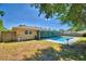 Backyard view of the pool and screened-in lanai, perfect for outdoor entertaining and relaxation at 53 Paine Dr, Winter Haven, FL 33884