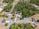 Birds-eye shot showcases a home's screened-in pool, quiet cul-de-sac, and verdant tree line at 3690 Sw 175Th St, Ocala, FL 34473