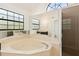 Elegant bathroom with a large soaking tub, separate shower, and a stylish vanity at 3690 Sw 175Th St, Ocala, FL 34473