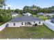 Birds-eye view of a well-maintained backyard featuring a patio and white fence for outdoor enjoyment at 6873 Sw 131St Pl, Ocala, FL 34473