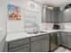 Kitchen featuring gray cabinets, stainless steel appliances and a double sink at 5434 Se 39Th Ave, Ocala, FL 34480