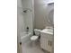Bathroom featuring new vanity, toilet and shower with tile surround, and updated fixtures at 12020 Villanova Dr # 107, Orlando, FL 32837