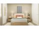 Comfortable bedroom featuring neutral tones, stylish lamps, and a minimalist wall art piece at 4572 Ochos Rios Pl, Kissimmee, FL 34758