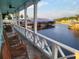Relaxing porch with rocking chairs showcasing stunning waterfront views at 166 Catfish St, Haines City, FL 33844