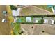 Birds eye view of a waterfront property with an above-ground pool and lush greenery at 1395 S Lake Reedy Blvd, Frostproof, FL 33843