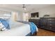 Main bedroom view showcasing a king bed, wood floors, dresser, and tv at 1395 S Lake Reedy Blvd, Frostproof, FL 33843