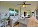 Inviting screened-in porch with comfortable seating, stylish decor, and ceiling fans, perfect for outdoor relaxation at 1395 S Lake Reedy Blvd, Frostproof, FL 33843