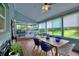 View of sunroom with dining table and chairs, and windows overlooking the lawn at 1395 S Lake Reedy Blvd, Frostproof, FL 33843