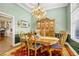 Formal dining room featuring a chandelier, built-in china cabinet, and an elegant dining table with chairs at 2161 Longleaf Cir, Lakeland, FL 33810