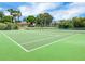 Scenic view of well-maintained tennis courts surrounded by lush landscaping and clear skies at 2161 Longleaf Cir, Lakeland, FL 33810