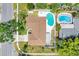 A bird's eye view of a home with a swimming pool surrounded by lush greenery at 1604 Nottingham Dr, Winter Park, FL 32792