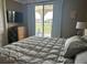 Comfortable main bedroom with sliding glass doors, deck access, and neutral color palette at 1056 Castle Pines Ct, Reunion, FL 34747
