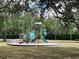 A quaint playground sits nestled among mature trees and manicured landscaping at 313 Morning Creek Cir, Apopka, FL 32712