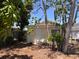 Backyard shed with a white door, small window, surrounded by trees and shrubbery at 206 W 9Th St, Lakeland, FL 33805