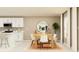 Cozy dining room featuring a wooden table, white chairs, a circular mirror, and modern decor at 2103 Forage Dr, Kissimmee, FL 34746