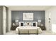 A bedroom with a bench at the end of the bed with pillows and decorative objects on the bedside tables at 2109 Forage Dr, Kissimmee, FL 34746