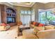 Spacious living room with custom built-ins and views of screened patio at 2660 Wyndsor Oaks Way, Winter Haven, FL 33884