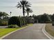 Picturesque community entrance framed by lush greenery and swaying palm trees, creating a welcoming arrival at 1415 Colonial Ct, Winter Haven, FL 33884