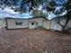 Backyard view of the home with an AC unit near a shed and foliage covering the ground at 11407 Bobwhite Blvd, Leesburg, FL 34788