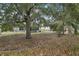 Lush backyard with mature trees providing shade and privacy to the home's exterior at 30653 Pga Dr, Sorrento, FL 32776