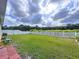 Expansive backyard featuring a lush green lawn and a pristine white fence creating a private outdoor retreat for relaxation and play at 3205 Royal Tern Dr, Winter Haven, FL 33881
