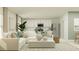 Bright and airy living room with white furniture, a patterned rug, and a view into the modern kitchen at 2759 Pioneer Trl, Eagle Lake, FL 33839