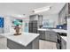 Updated kitchen featuring gray cabinets, stainless steel appliances, and a modern island at 3360 Cross Fox Dr, Mulberry, FL 33860