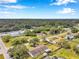 Aerial view showcasing homes with manicured lawns and mature trees near a main thoroughfare on a sunny day at 424 Forest Glen Ave, Lakeland, FL 33813