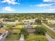An aerial view showing several homes with green lawns and mature trees in a well-established suburban neighborhood at 424 Forest Glen Ave, Lakeland, FL 33813