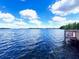 Dock extends into the lake, offering seating and access to serene water views at 13415 Blue Heron Beach Dr # 1006, Orlando, FL 32821