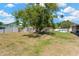 Lush backyard featuring a large tree, outdoor furniture, white fence, and above ground pool at 211 Nw 8Th St, Mulberry, FL 33860