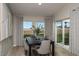 Dining area with a modern table, stylish chairs, and sliding glass doors that lead to the outdoor space at 1590 Sage Ave, Haines City, FL 33844