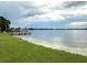 Amazing view of the lake with dock and beach with lake access from a grassy area at 1507 Wheeler Rd, Apopka, FL 32703